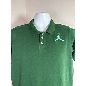 Jordan Brand Kids XL Green Jumpman Polo Shirt Forest Green with Aqua Logo